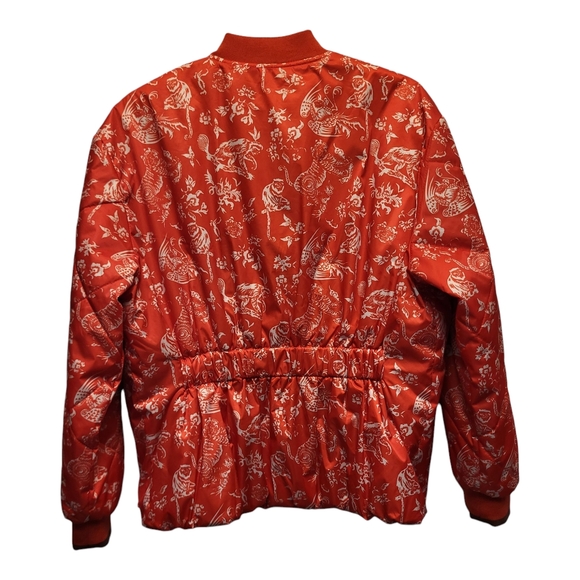 Scotch & Soda Red and White Botanical Print Quilted Bomber Jacket - Size S - Picture 4 of 8
